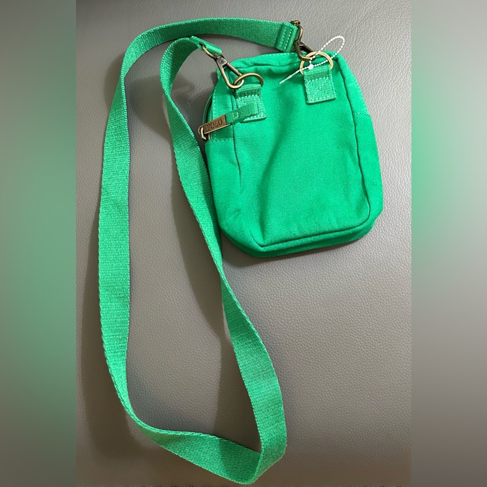 RALPH LAUREN POLO Shoulder  Crossbody Bag Cotton Green Small - Picture 2 of 4